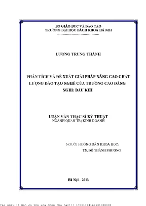 Phân tíh và đề xuất giải pháp nâng cao chất lượng đào tạo nghề của trường cao đẳng nghề dầu khí