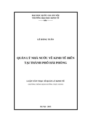Luận văn quản lý nhà nước về kinh tế biển tại thành phố hải phòng