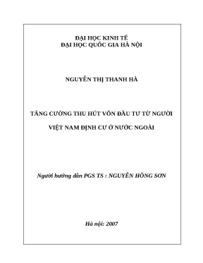 Luận văn tăng cường thu hút vốn đầu tư từ người việt nam định cư ở nước ngoài
