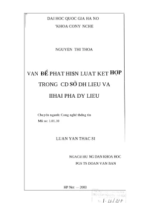 Luận văn vấn đề phát hiện luật kết hợp trong cơ sở dữ liệu và khai phá dữ liệu