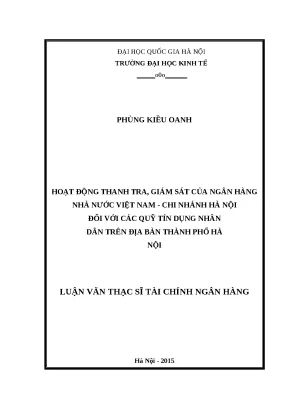 Luận văn hoạt động thanh tra giám sát của ngân hàng nhà nước việt nam chi nhánh hà nội đối với các quỹ tín dụng nhân dân trên địa bàn thành phố hà nội