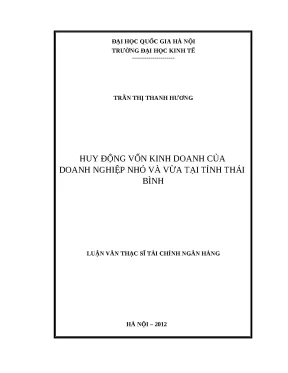 Luận văn huy động vốn kinh doanh của doanh nghiệp nhỏ và vừa tại tỉnh thái bình