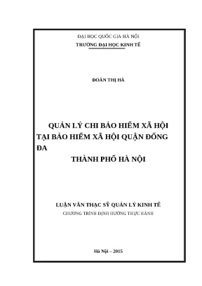 Luận văn quản lý chi bảo hiểm xã hội tại bảo hiểm xã hội quận đống đa thành phố hà nội