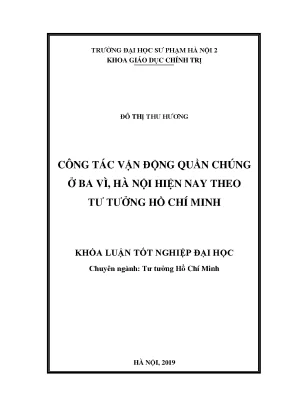 Khóa luận công tác vận động quần chúng ở ba vì hà nội hiện nay theo tư tưởng hồ chí minh