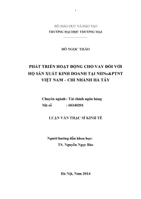Phát triển hoạt động cho vay đối với hộ sản xuất kinh doanh tại nhnoptnt việt nam chi nhánh hà tây