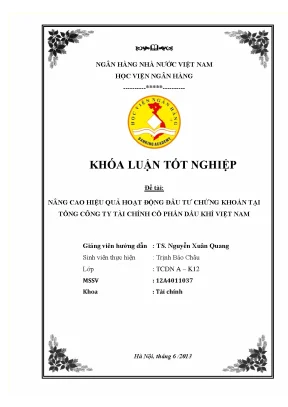 Nâng cao hiệu quả hoạt động đầu tư chứng khoán tại tổng công ty tài chính cổ phần dầu khí việt nam
