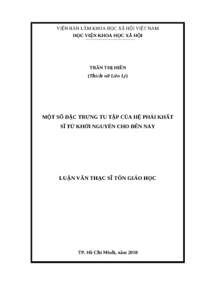 Luận văn thạc sĩ tôn giáo học một số đặc trưng tu tập của hệ phái khất sĩ từ khởi đầu cho đến hiện nay