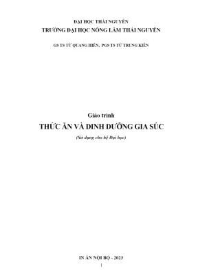 Giáo trình thức ăn và dinh dưỡng gia súc