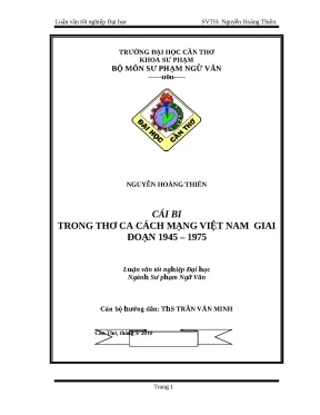Luận văn tốt nghiệp đại học cái bi trong thơ ca cách mạng việt nam giai đoạn 1945 1975