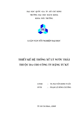 Đatn thiết kế hệ thống xử lý nước thải công ty thuộc da thuyết minh và bản vẽ