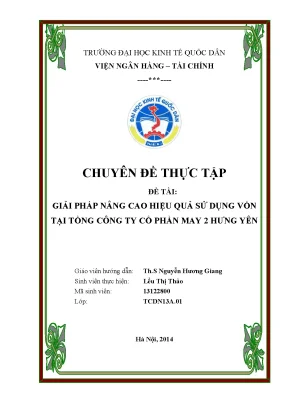 Chuyên đề thực tập nâng cao hiệu quả sử dụng vốn kinh doanh tại công ty cổ phần may 2 hưng yên