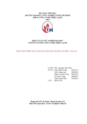 Khóa luận tốt nghiệp đại học chuyên ngành công nghệ nhiệt lạnh tính toán thiết kế lò hơi cho nhà máy đường an khê gia lai