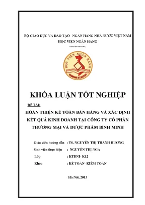 Hoàn thiện kế toán bán hàng và xác định kết quả kinh doanh tại công ty cổ phần thương mại và dược phẩm bình minh