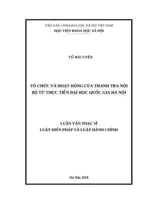 Luận văn thạc sĩ luật học tổ chức và hoạt động của thanh tra nội bộ từ thực tiễn đại học quốc gia hà nội