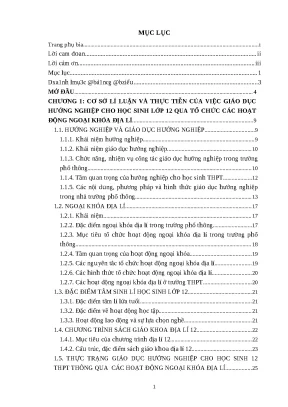 Luận văn giáo dục hướng nghiệp cho học sinh lớp 12 qua tổ chức các hoạt động ngoại khóa