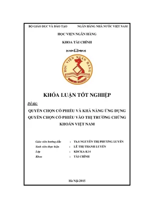 Quyền chọn cổ phiếu và khả năng ứng dụng quyền chọn cổ phiếu vào thị trường chứng khoán việt nam
