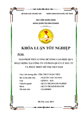 Giải pháp tiền lương để nâng cao hiệu quả hoạt động tại công ty cổ phần quản lý đầu tư và phát triển đô thị việt nam