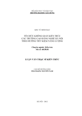 Tổ chức không gian kiến trúc các trường cao đẳng nghề hà nội theo hướng tiết kiệm năng lượng