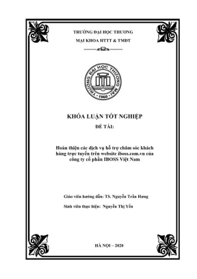 Khóa luận tốt nghiệp hoàn thiện các dịch vụ hỗ trợ chăm sóc khách hàng trực tuyến trên website iboss com vn của công ty cổ phần iboss việt nam