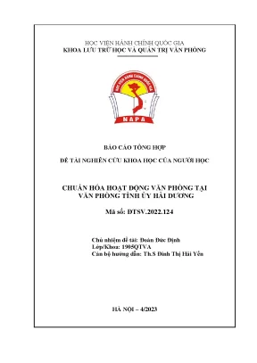 Đề tài chuẩn hóa hoạt động văn phòng tại văn phòng tỉnh ủy hải dương