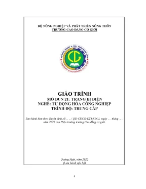 Giáo trình trang bị điện nghề tự động hoá công nghiệp trung cấp