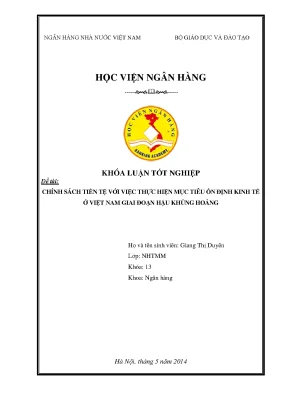 Chính sách tiền tệ với việc thực hiện mục tiêu ổn định kinh tế ở việt nam giai đoạn hậu khủng hoảng