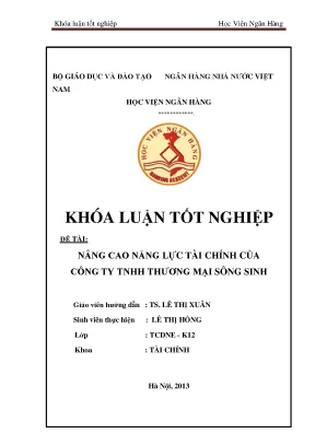 Nâng cao năng lực tài chính của công ty tnhh thương mại sông sinh