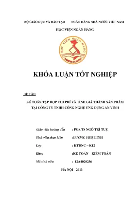 Kế toán tập hợp chi phí sản xuất và tính giá thành sản phẩm tại công ty tnhh công nghệ ứng dụng an vinh