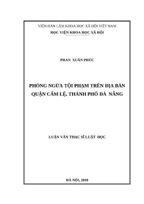 Luận văn thạc sĩ luật học phòng ngừa tội phạm trên địa bàn quận cẩm lệ thành phố đà nẵng
