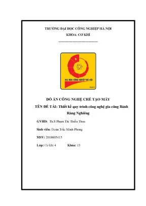 Đồ án công nghệ chế tạo máy gvhdnguyễn hoài sơn