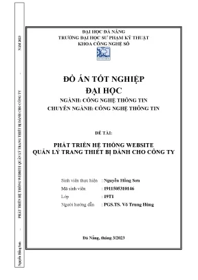 Phát triển hệ thống website quản lý trang thiết bị dành cho công ty