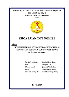 Hoàn thiện dịch vụ chăm sóc khách hàng về dịch vụ di dộng của công ty viễn thông quân đội viettel