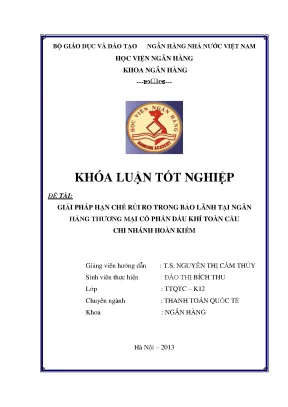 Giải pháp hạn chế rủi ro trong bảo lãnh tại ngân hàng thương mại cổ phần dầu khí toàn cầu chi nhánh hoàn kiếm