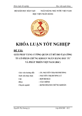Giải pháp tăng cường quản lí rủi ro tại công ty cổ phần chứng khoán ngân hàng đầu tư và phát triển việt nam bsc