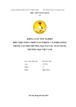 Điều kiện phát triển factoring và forfaiting trong tài trợ thương mại tại các ngân hàng thương mại việt nam