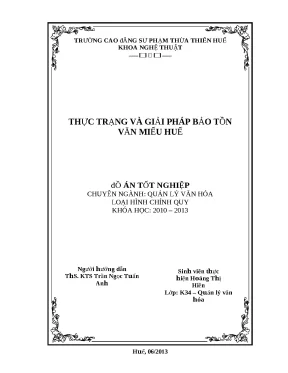 Đồ án tốt nghiệp chuyên ngành quản lý văn hóa thực trạng và giải pháp bảo tồn văn miếu huế
