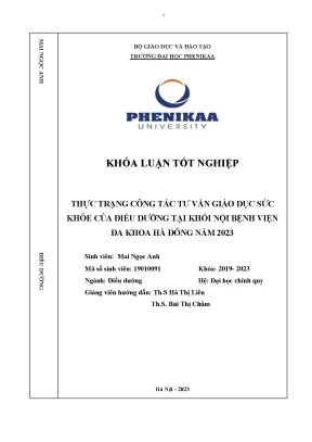 Thực trạng công tác tư vấn giáo dục sức khỏe của điều dưỡng tại khối nội bệnh viện đa khoa hà đông năm 2023