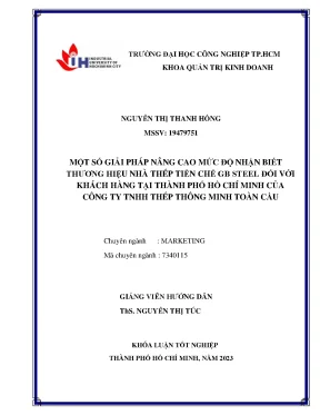 Một số giải pháp nâng cao mức độ nhận biết thương hiệu nhà thép tiền chế của công ty tnhh thép thông minh toàn cầu