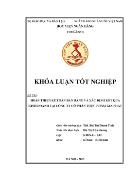 Hoàn thiện kế toán bán hàng và xác định kết quả kinh doanh tại công ty cổ phần thực phẩm gia phát