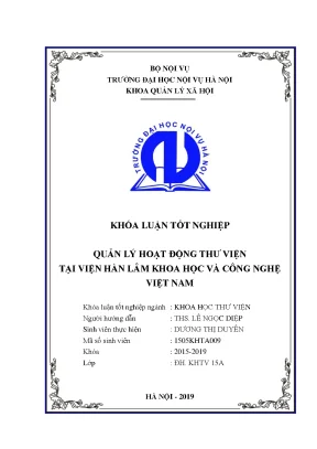 Khoá luận tốt nghiệp quản lý hoạt động thư viện tại viện hàn lâm khoa học và công nghệ việt nam