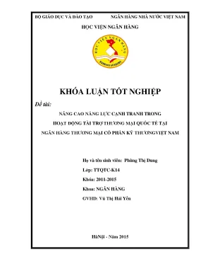 Nâng cao năng lực cạnh tranh trong hoạt động tài trợ thương mại quốc tế tại ngân hàng thương mại cổ phần kỹ thương việt nam