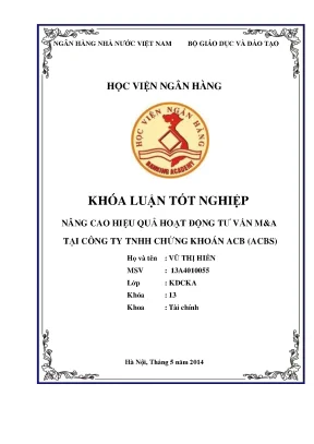 Nâng cao hiệu quả hoạt động tư vấn ma tại công ty tnhh chứng khoán acb acbs