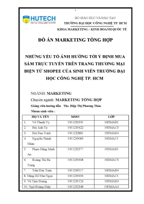 Những yếu tố ảnh hưởng tới ý định mua sắm trực tuyến trên trang thương mại điện tử shopee của sinh viên trường đại học công nghệ tp hcm