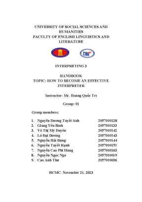 Interpreting 3 handbook topic how to become an effective interpreter