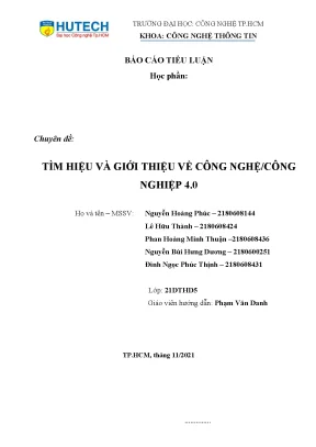 Chuyên đề tìm hiệu và giới thiệu về công nghệcông nghiệp 4 0