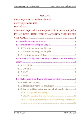 Hoàn thiện kế toán tiền lương và các khoản trích theo lương tại công ty tnhh be bee việt nam