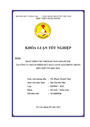 Hoàn thiện chu trình kế toán doanh thu tại công ty tnhh cao su giải phóng trong điều kiện tin học hóa