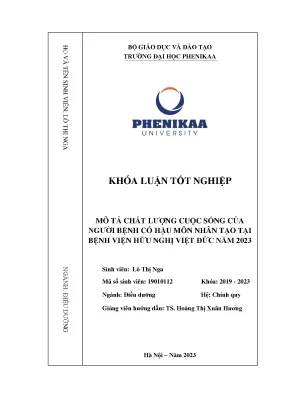 Mô tả chất lượng cuộc sống của người bệnh có hậu môn nhân tạo tại bệnh viện hữu nghị việt đức năm 2023