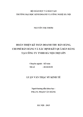 Hoàn thiện kế toán doanh thu bán hàng chi phí bán hàng và xác định kết quả bán hàng tại công ty tnhh hà nội chợ lớn