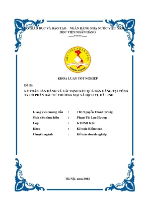 Kế toán bán hàng và xác định kết quả bán hàng tại công ty cổ phần đầu tư thương mại và dịch vụ hà linh